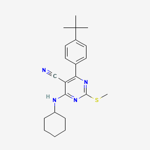 molecular formula C22H28N4S B7833630 4-(4-Tert-butylphenyl)-6-(cyclohexylamino)-2-(methylthio)pyrimidine-5-carbonitrile 