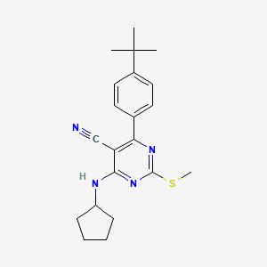 molecular formula C21H26N4S B7833635 4-(4-Tert-butylphenyl)-6-(cyclopentylamino)-2-(methylthio)pyrimidine-5-carbonitrile 