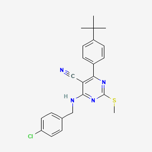 4-(4-Tert-butylphenyl)-6-[(4-chlorobenzyl)amino]-2-(methylthio)pyrimidine-5-carbonitrile