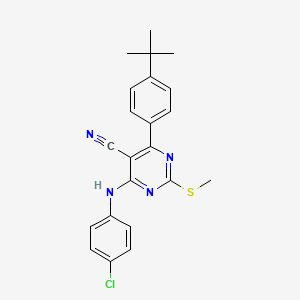 4-(4-TERT-BUTYLPHENYL)-6-[(4-CHLOROPHENYL)AMINO]-2-(METHYLSULFANYL)PYRIMIDINE-5-CARBONITRILE