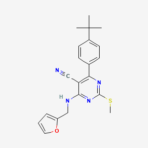 molecular formula C21H22N4OS B7833659 4-(4-Tert-butylphenyl)-6-[(2-furylmethyl)amino]-2-(methylthio)pyrimidine-5-carbonitrile 