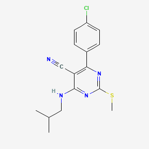 molecular formula C16H17ClN4S B7833668 4-(4-Chlorophenyl)-6-(isobutylamino)-2-(methylthio)pyrimidine-5-carbonitrile 