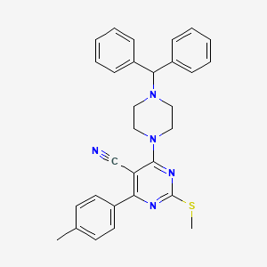 molecular formula C30H29N5S B7833676 4-[4-(Diphenylmethyl)piperazin-1-yl]-6-(4-methylphenyl)-2-(methylthio)pyrimidine-5-carbonitrile 
