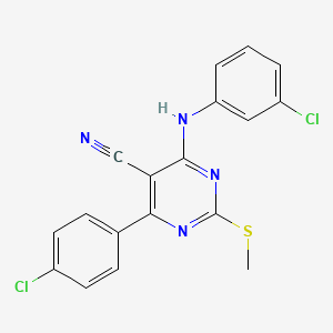 4-(4-Chlorophenyl)-6-[(3-chlorophenyl)amino]-2-(methylthio)pyrimidine-5-carbonitrile