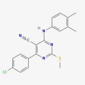 4-(4-Chlorophenyl)-6-[(3,4-dimethylphenyl)amino]-2-(methylthio)pyrimidine-5-carbonitrile