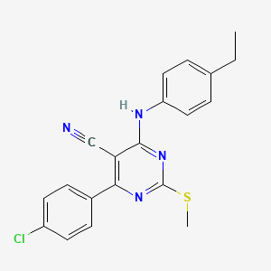 4-(4-Chlorophenyl)-6-[(4-ethylphenyl)amino]-2-(methylthio)pyrimidine-5-carbonitrile