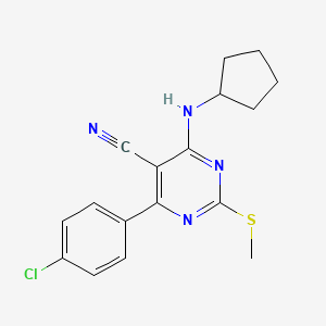 molecular formula C17H17ClN4S B7833700 4-(4-Chlorophenyl)-6-(cyclopentylamino)-2-(methylthio)pyrimidine-5-carbonitrile 