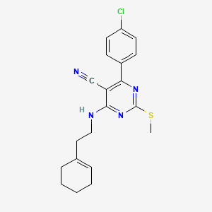 4-(4-Chlorophenyl)-6-[(2-cyclohex-1-en-1-ylethyl)amino]-2-(methylthio)pyrimidine-5-carbonitrile