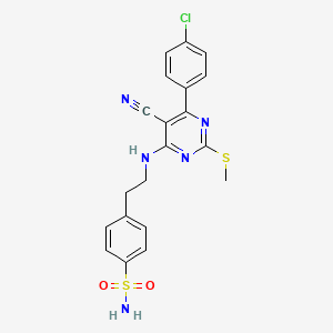 4-(2-{[6-(4-CHLOROPHENYL)-5-CYANO-2-(METHYLSULFANYL)PYRIMIDIN-4-YL]AMINO}ETHYL)BENZENE-1-SULFONAMIDE