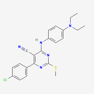 molecular formula C22H22ClN5S B7833722 4-(4-Chlorophenyl)-6-{[4-(diethylamino)phenyl]amino}-2-(methylthio)pyrimidine-5-carbonitrile 