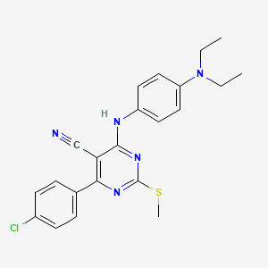 molecular formula C22H22ClN5S B7833722 4-(4-CHLOROPHENYL)-6-{[4-(DIETHYLAMINO)PHENYL]AMINO}-2-(METHYLSULFANYL)PYRIMIDINE-5-CARBONITRILE 