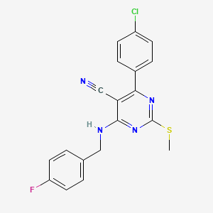 4-(4-Chlorophenyl)-6-[(4-fluorobenzyl)amino]-2-(methylthio)pyrimidine-5-carbonitrile