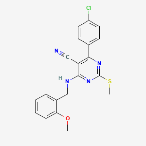 molecular formula C20H17ClN4OS B7833734 4-(4-Chlorophenyl)-6-[(2-methoxybenzyl)amino]-2-(methylthio)pyrimidine-5-carbonitrile 