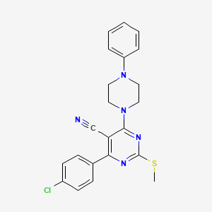 4-(4-Chlorophenyl)-2-(methylthio)-6-(4-phenylpiperazin-1-yl)pyrimidine-5-carbonitrile