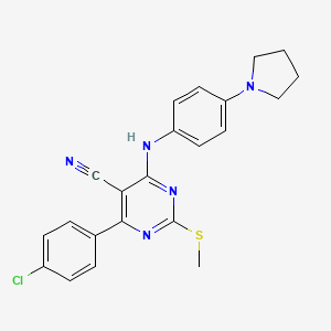 4-(4-Chlorophenyl)-2-(methylthio)-6-[(4-pyrrolidin-1-ylphenyl)amino]pyrimidine-5-carbonitrile