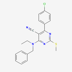 molecular formula C21H19ClN4S B7833753 4-[BENZYL(ETHYL)AMINO]-6-(4-CHLOROPHENYL)-2-(METHYLSULFANYL)PYRIMIDINE-5-CARBONITRILE 