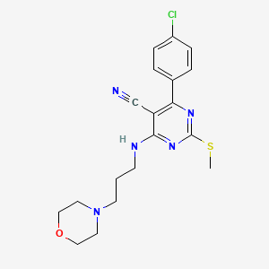 molecular formula C19H22ClN5OS B7833760 4-(4-Chlorophenyl)-2-(methylthio)-6-[(3-morpholin-4-ylpropyl)amino]pyrimidine-5-carbonitrile 