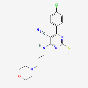 molecular formula C19H22ClN5OS B7833760 4-(4-CHLOROPHENYL)-2-(METHYLSULFANYL)-6-{[3-(MORPHOLIN-4-YL)PROPYL]AMINO}PYRIMIDINE-5-CARBONITRILE 