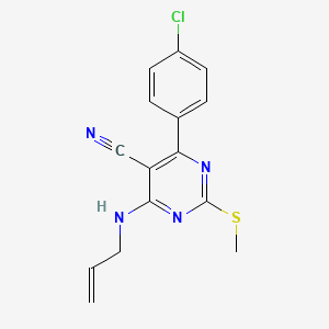 molecular formula C15H13ClN4S B7833767 4-(Allylamino)-6-(4-chlorophenyl)-2-(methylthio)pyrimidine-5-carbonitrile 