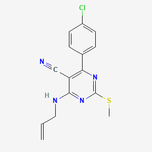 4-(4-CHLOROPHENYL)-2-(METHYLSULFANYL)-6-[(PROP-2-EN-1-YL)AMINO]PYRIMIDINE-5-CARBONITRILE