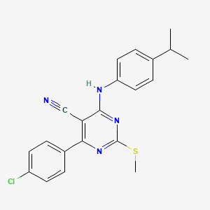 4-(4-Chlorophenyl)-6-[(4-isopropylphenyl)amino]-2-(methylthio)pyrimidine-5-carbonitrile