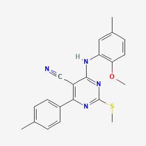 molecular formula C21H20N4OS B7833784 4-[(2-Methoxy-5-methylphenyl)amino]-6-(4-methylphenyl)-2-(methylthio)pyrimidine-5-carbonitrile 