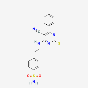 molecular formula C21H21N5O2S2 B7833791 4-(2-{[5-Cyano-6-(4-methylphenyl)-2-(methylthio)pyrimidin-4-yl]amino}ethyl)benzenesulfonamide 