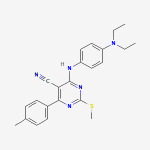 molecular formula C23H25N5S B7833805 4-{[4-(Diethylamino)phenyl]amino}-6-(4-methylphenyl)-2-(methylthio)pyrimidine-5-carbonitrile 