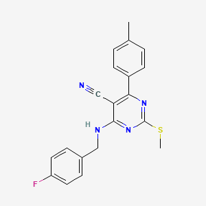 molecular formula C20H17FN4S B7833809 4-[(4-Fluorobenzyl)amino]-6-(4-methylphenyl)-2-(methylthio)pyrimidine-5-carbonitrile 