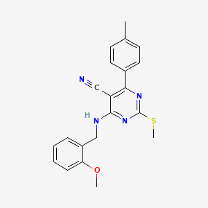 molecular formula C21H20N4OS B7833830 4-[(2-Methoxybenzyl)amino]-6-(4-methylphenyl)-2-(methylthio)pyrimidine-5-carbonitrile 