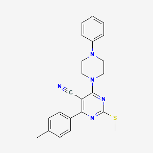 molecular formula C23H23N5S B7833834 4-(4-Methylphenyl)-2-(methylthio)-6-(4-phenylpiperazin-1-yl)pyrimidine-5-carbonitrile 