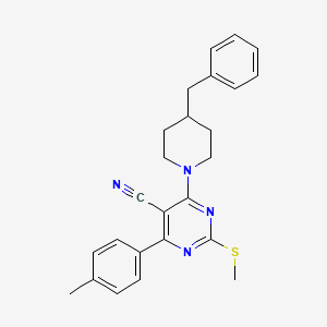 molecular formula C25H26N4S B7833839 4-(4-Benzylpiperidin-1-yl)-6-(4-methylphenyl)-2-(methylthio)pyrimidine-5-carbonitrile 