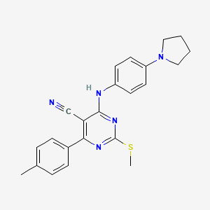 4-(4-Methylphenyl)-2-(methylthio)-6-[(4-pyrrolidin-1-ylphenyl)amino]pyrimidine-5-carbonitrile