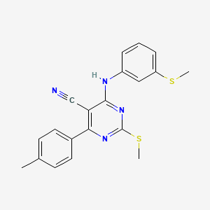 molecular formula C20H18N4S2 B7833860 4-(4-Methylphenyl)-2-(methylthio)-6-{[3-(methylthio)phenyl]amino}pyrimidine-5-carbonitrile 