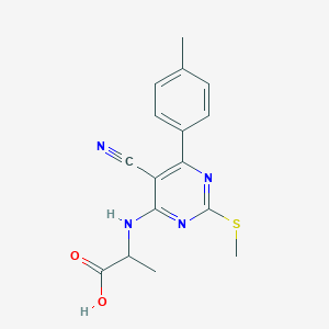 molecular formula C16H16N4O2S B7833865 N-[5-cyano-6-(4-methylphenyl)-2-(methylthio)pyrimidin-4-yl]alanine 