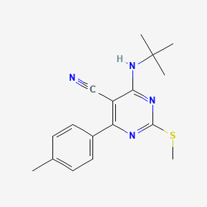 molecular formula C17H20N4S B7833873 4-(Tert-butylamino)-6-(4-methylphenyl)-2-(methylthio)pyrimidine-5-carbonitrile 