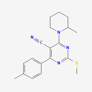 molecular formula C19H22N4S B7833886 4-(4-Methylphenyl)-6-(2-methylpiperidin-1-yl)-2-(methylthio)pyrimidine-5-carbonitrile 