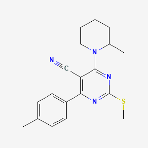 4-(4-METHYLPHENYL)-6-(2-METHYLPIPERIDIN-1-YL)-2-(METHYLSULFANYL)PYRIMIDINE-5-CARBONITRILE