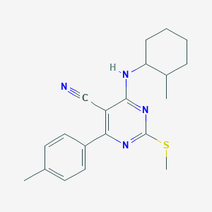 molecular formula C20H24N4S B7833898 4-[(2-Methylcyclohexyl)amino]-6-(4-methylphenyl)-2-(methylthio)pyrimidine-5-carbonitrile 