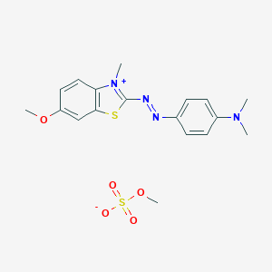 molecular formula C18H22N4O5S2 B078339 2-{[4-(Dimethylamino)phenyl]diazenyl}-6-methoxy-3-methyl-1,3-benzothiazol-3-ium methyl sulfate CAS No. 15000-59-6