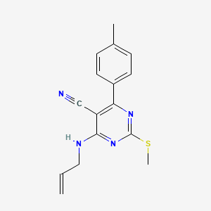 molecular formula C16H16N4S B7833901 4-(Allylamino)-6-(4-methylphenyl)-2-(methylthio)pyrimidine-5-carbonitrile 