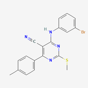 molecular formula C19H15BrN4S B7833914 4-[(3-Bromophenyl)amino]-6-(4-methylphenyl)-2-(methylthio)pyrimidine-5-carbonitrile 