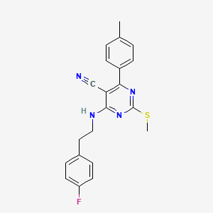 molecular formula C21H19FN4S B7833917 4-{[2-(4-Fluorophenyl)ethyl]amino}-6-(4-methylphenyl)-2-(methylthio)pyrimidine-5-carbonitrile 