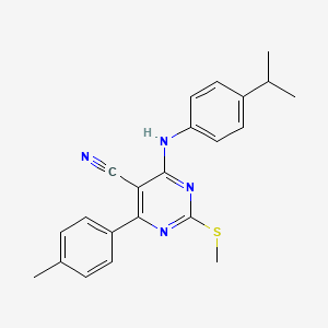 molecular formula C22H22N4S B7833923 4-[(4-Isopropylphenyl)amino]-6-(4-methylphenyl)-2-(methylthio)pyrimidine-5-carbonitrile 