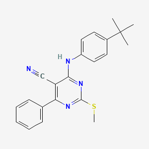 molecular formula C22H22N4S B7833945 4-[(4-Tert-butylphenyl)amino]-2-(methylthio)-6-phenylpyrimidine-5-carbonitrile 