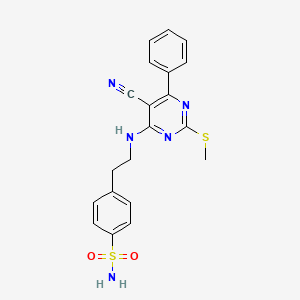 molecular formula C20H19N5O2S2 B7833953 4-(2-{[5-Cyano-2-(methylthio)-6-phenylpyrimidin-4-yl]amino}ethyl)benzenesulfonamide 