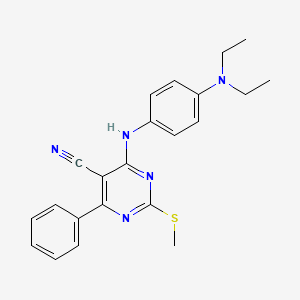 molecular formula C22H23N5S B7833970 4-{[4-(Diethylamino)phenyl]amino}-2-(methylthio)-6-phenylpyrimidine-5-carbonitrile 
