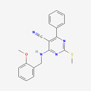 molecular formula C20H18N4OS B7833982 4-[(2-Methoxybenzyl)amino]-2-(methylthio)-6-phenylpyrimidine-5-carbonitrile 