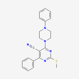 molecular formula C22H21N5S B7833990 2-(Methylthio)-4-phenyl-6-(4-phenylpiperazin-1-yl)pyrimidine-5-carbonitrile 