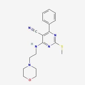 2-(Methylthio)-4-[(2-morpholin-4-ylethyl)amino]-6-phenylpyrimidine-5-carbonitrile